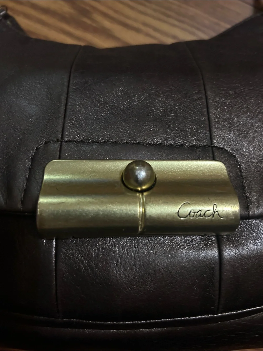COACH Kristin Metallic Bronze Leather Convertible Hobo Crossbody Bag – Style 188